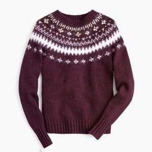 NWT J Crew Jewel Embellished Fair Isle Sweater